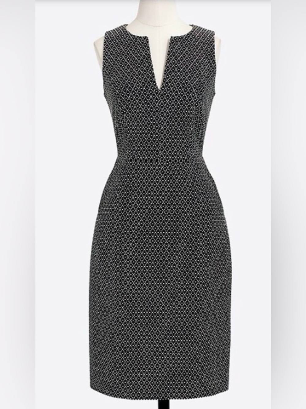 J. Crew Black&White Polka-dot split-neck sheath dress size 4